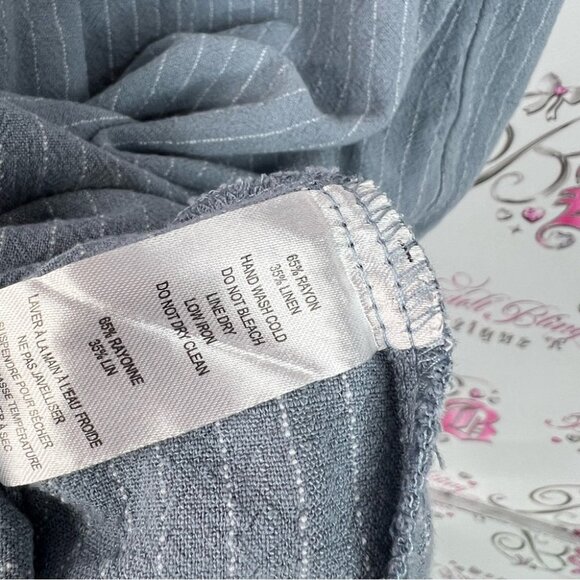 Monteau dress button up stripes white Blue Pinstripe Midi Dress - Picture 7 of 8